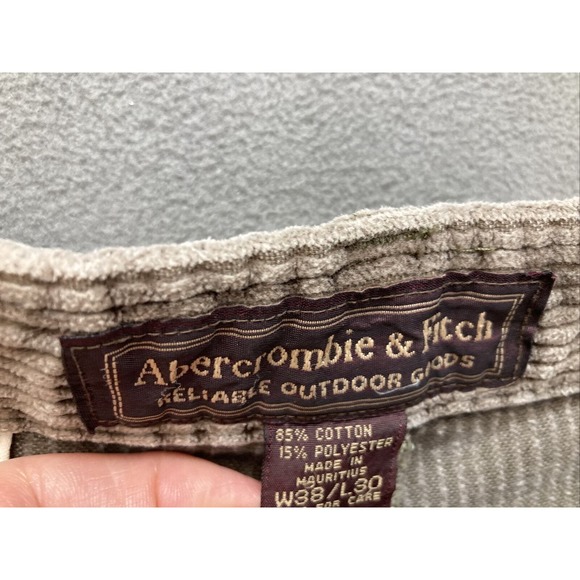 Abercrombie & Fitch Corduroy Pants Brown Causal Size 38x30 Mens Pleated - Picture 5 of 10